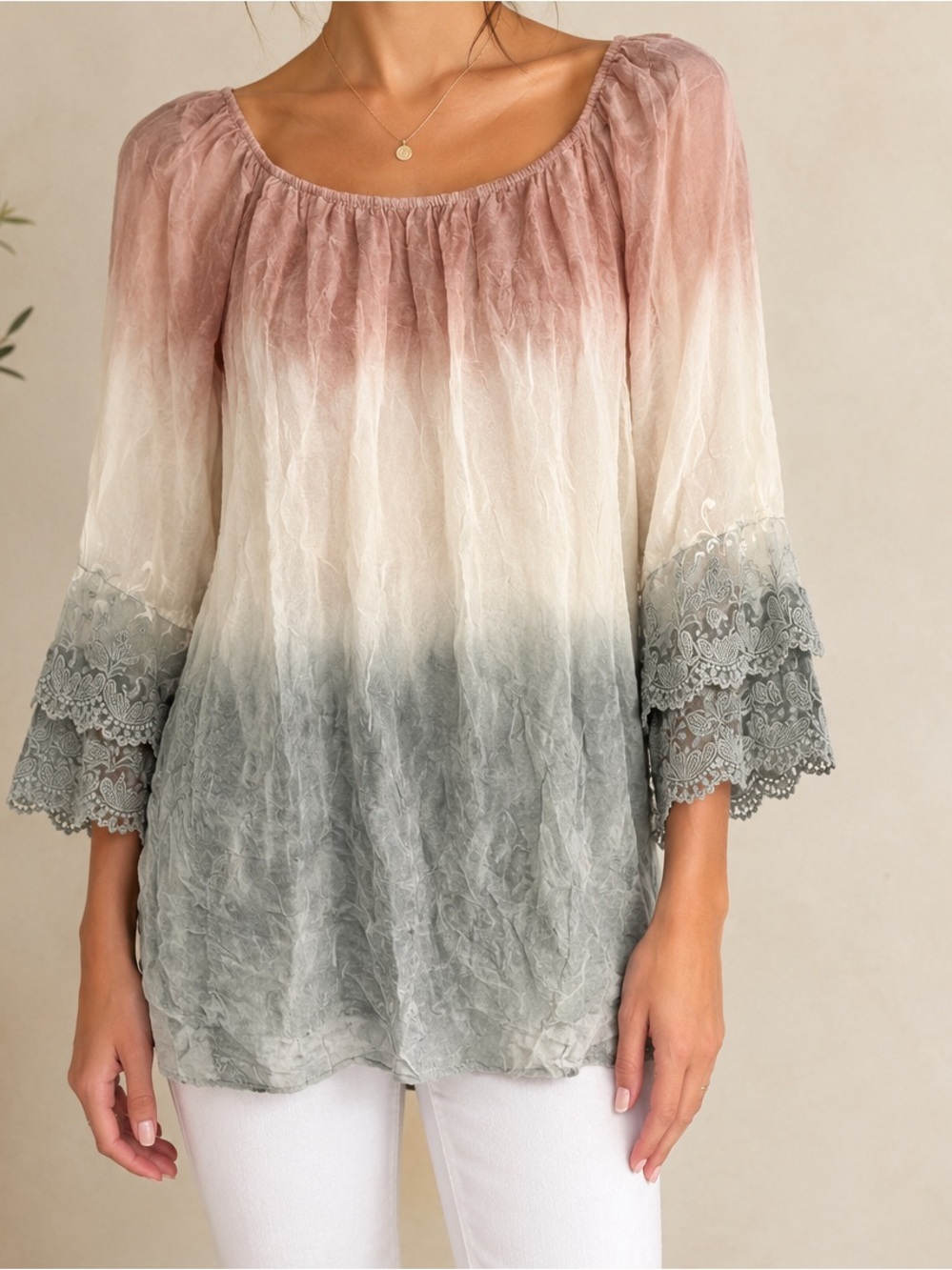 Made in Italy Silk Ombre Tunic Top